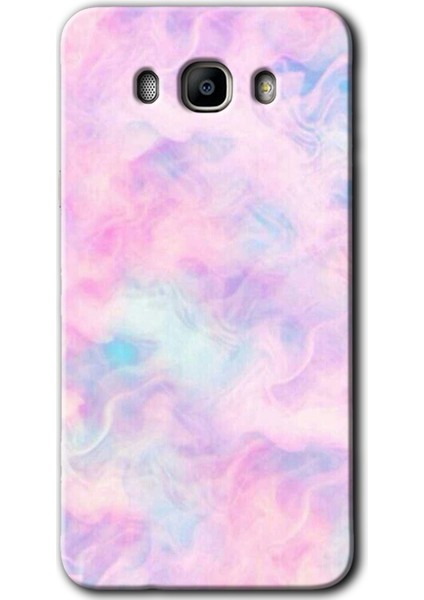 Galaxy J7 2016 Kılıf Hd Desen Baskılı Arka Kapak + Kırılmaz Cam - Pembe-Duman