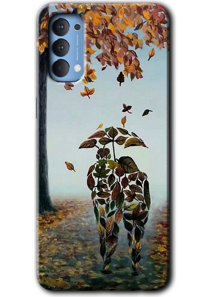 Oppo Reno 4 Kılıf Hd Desen Baskılı Arka Kapak + Kırılmaz Cam - Doğadan Aşk
