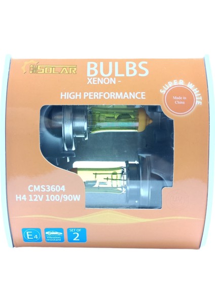 Cmsolar 12V H4 100/90W Limon Sarısı Halogen Ampul Takım