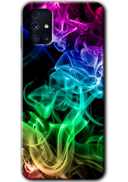 Galaxy M31S Kılıf Hd Desen Baskılı Arka Kapak + Kırılmaz Cam - Smoke Colorful