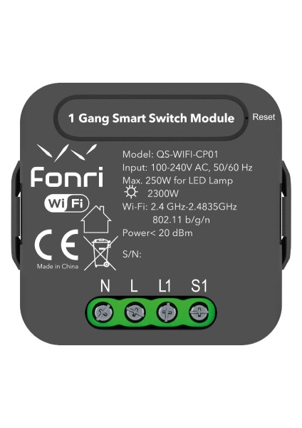 Akıllı Sıva Altı Tekli Anahtar- Siyah CP01