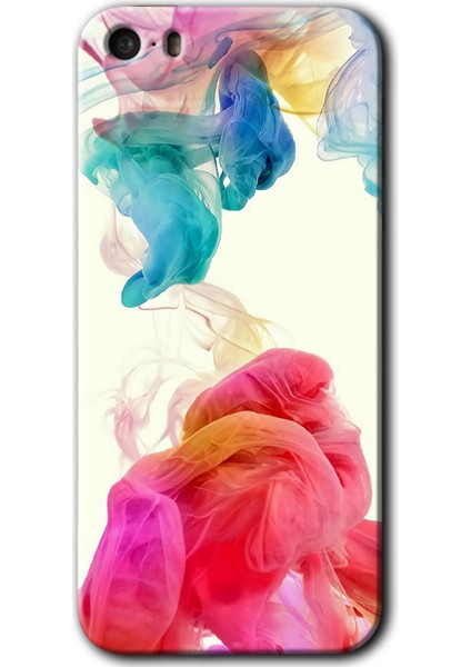 iPhone 5s Kılıf Hd Desen Baskılı Arka Kapak + Kırılmaz Cam - Gökkuşağı Color