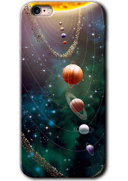 Apple iPhone 6s Kılıf Hd Desen Baskılı Arka Kapak + Kırılmaz Cam - Cosmos