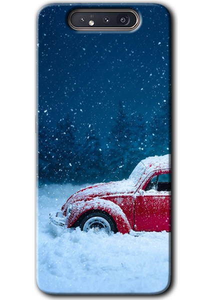 Galaxy A80 Kılıf Hd Desen Baskılı Arka Kapak + Esnek Nano Cam - Karlı Vosvos