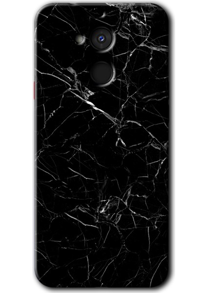 General Mobile Gm 8 Kılıf Hd Desen Baskılı Arka Kapak + Kırılmaz Cam - Siyah Mermer
