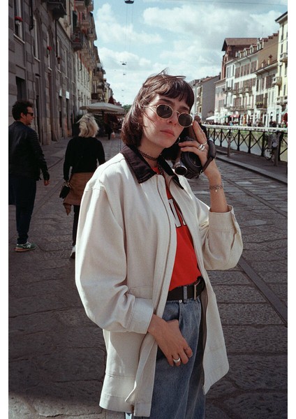 90S Ekru Gabardin Ceket