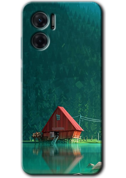 Xiaomi Redmi 10 5g Kılıf Hd Desen Baskılı Arka Kapak + Esnek Nano Cam - House In Woods