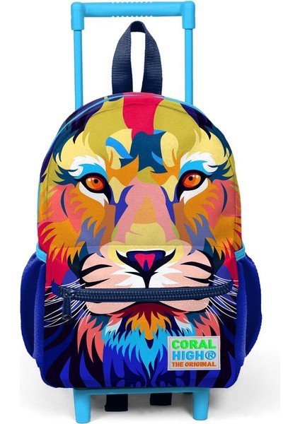 Minik Yuva Çekçekli Sırt Çantası Lacivert Saks Aslan Desenli Iki Bölmeli 24041 modelleri