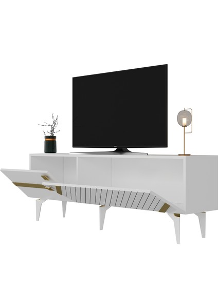 Iris Tv Ünitesi 2 Kapaklı Beyaz - Altın