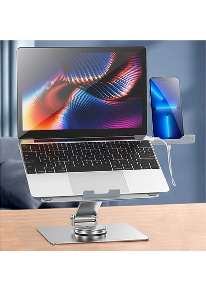 Laptop Macbook Standı Multifonksiyonel 360 Derece Dönebilen Telefon Tutuculu Yatay Dikey Kullanım