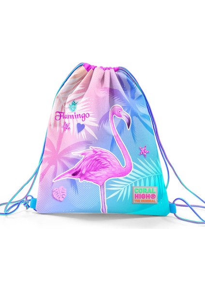 Kids Lavanta Pembe Flamingo Desenli Ipli Büzgülü Sırt Çantası 22461 fiyatları