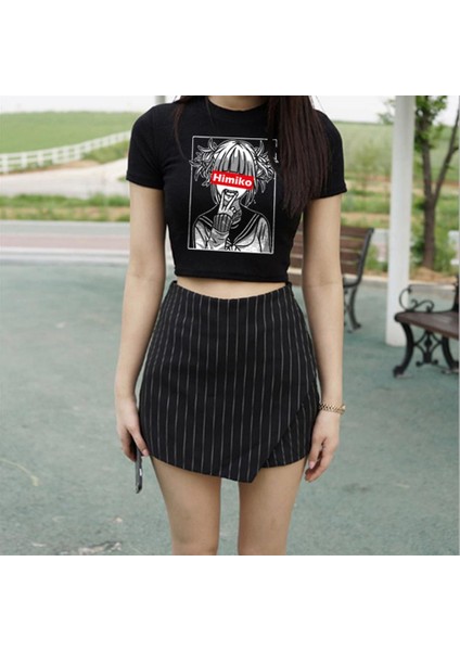 Himiko Toga Portrait Baskılı Siyah Crop fiyatları