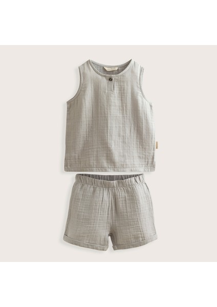 Pijama Kolsuz Üst&alt Set Gri