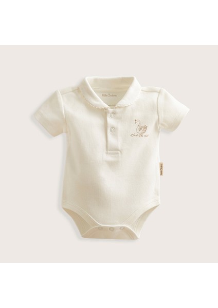 Little Swan Yenidoğan Bebe Yaka Body Ekru