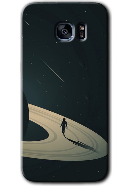 Galaxy S7 Edge Kılıf Hd Desen Baskılı Arka Kapak + Kırılmaz Cam - Space Planet