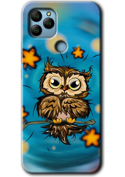 General Mobile Gm 21 Kılıf Hd Desen Baskılı Arka Kapak + Esnek Nano Cam - Owl Bird Stars