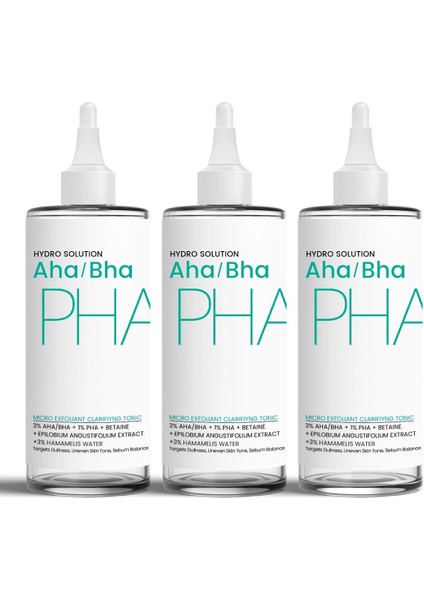 Procsın Hydro Solutıon Aha/bha ve Pha Mikro Peeling Temizleyici cilt Tonu Eşitleyici 3'lü Tonik Paketi 200 ml X3