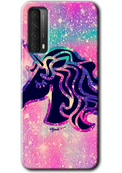 Huawei P Smart 2021 Kılıf Hd Desen Baskılı Arka Kapak + Esnek Nano Cam - Unicorn Kristal