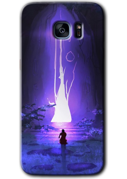 Galaxy S7 Edge Kılıf Hd Desen Baskılı Arka Kapak + Kırılmaz Cam - Wanderer Silhouette