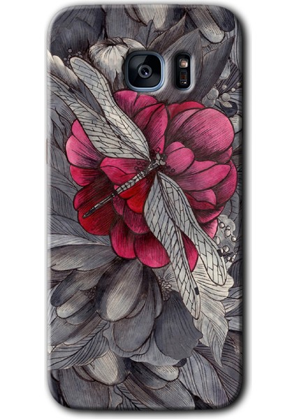 Galaxy S7 Edge Kılıf Hd Desen Baskılı Arka Kapak + Kırılmaz Cam - Kelebek Ömrü