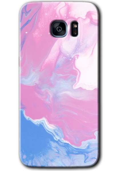 Galaxy S7 Edge Kılıf Hd Desen Baskılı Arka Kapak + Kırılmaz Cam - Liquid Lekeleer Art