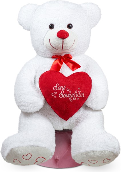 Harika Peluş 140 cm Dev Bobo Seni Seviyorum Kalpli Sevgiliye Özel