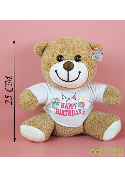 Harika Peluş 25 cm Happy Birthday Yazılı Çiçek Ayı fiyatları