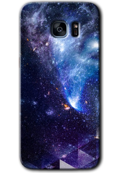 Galaxy S7 Edge Kılıf Hd Desen Baskılı Arka Kapak + Esnek Nano Cam - Galaksi