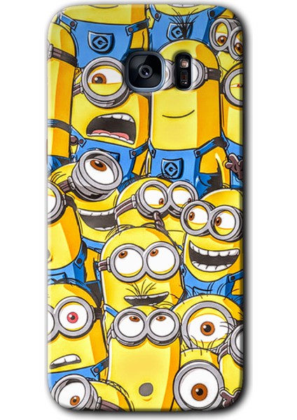 Galaxy S7 Edge Kılıf Hd Desen Baskılı Arka Kapak + Kırılmaz Cam - Minion Ordusu