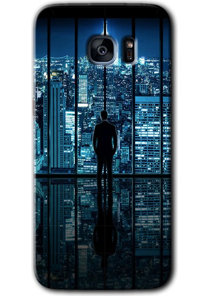 Galaxy S7 Edge Kılıf Hd Desen Baskılı Arka Kapak + Kırılmaz Cam - Şehir Manzarası