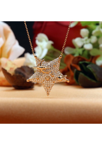 Beyaz Taşlı Galaksinin Yıldızı Gümüş Kolye