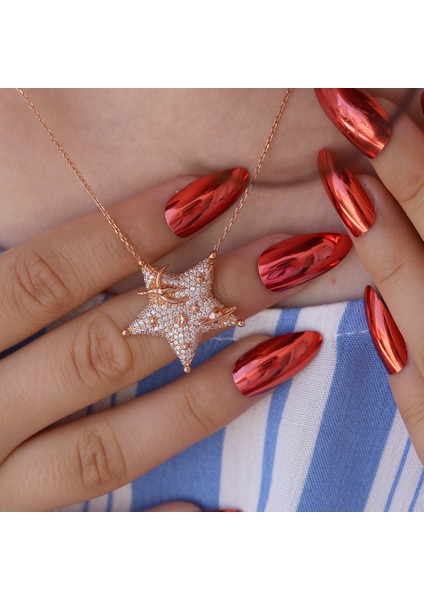 Beyaz Taşlı Galaksinin Yıldızı Gümüş Kolye fiyatları