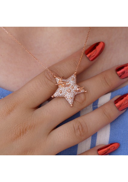 Beyaz Taşlı Galaksinin Yıldızı Gümüş Kolye fırsatları