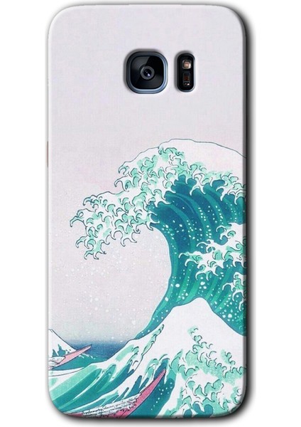 Galaxy S7 Edge Kılıf Hd Desen Baskılı Arka Kapak + Kırılmaz Cam - Dalga