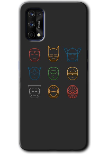 Realme 7 Pro Kılıf Hd Desen Baskılı Arka Kapak + Kırılmaz Cam - Avengers Minimalism