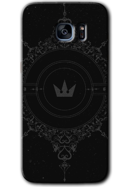 Galaxy S7 Edge Kılıf Hd Desen Baskılı Arka Kapak + Kırılmaz Cam - Siyah Mandala 1