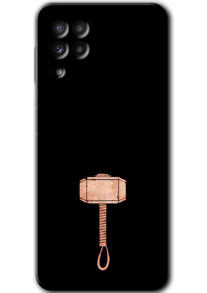 Galaxy M32 Kılıf Hd Desen Baskılı Arka Kapak + Kırılmaz Cam - Thor Çekiç