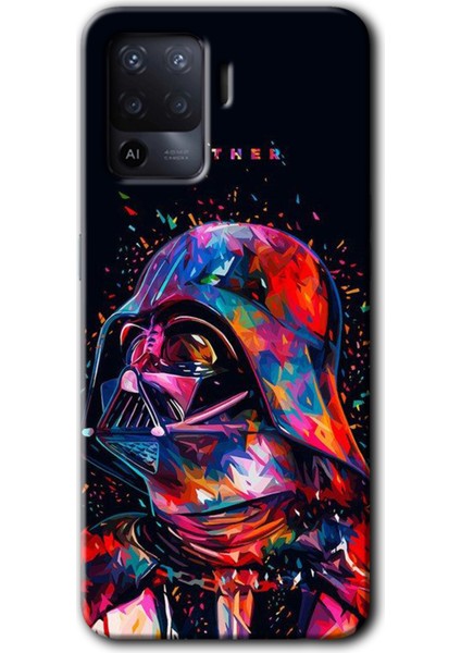 Oppo Reno 5 Lite Kılıf Hd Desen Baskılı Arka Kapak + Esnek Nano Cam - Father Vader