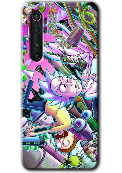 Xiaomi Mi Note 10 Lite Kılıf Hd Desen Baskılı Arka Kapak + Kırılmaz Cam - Graffiti Çizgi Film