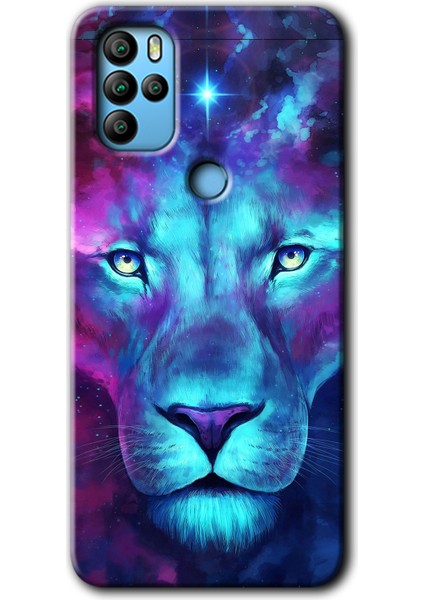 General Mobile Gm 21 Pro Kılıf Hd Desen Baskılı Arka Kapak + Esnek Nano Cam - Neon Lion