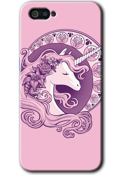 Realme C2 Kılıf Hd Desen Baskılı Arka Kapak - Unicorn-Pembe