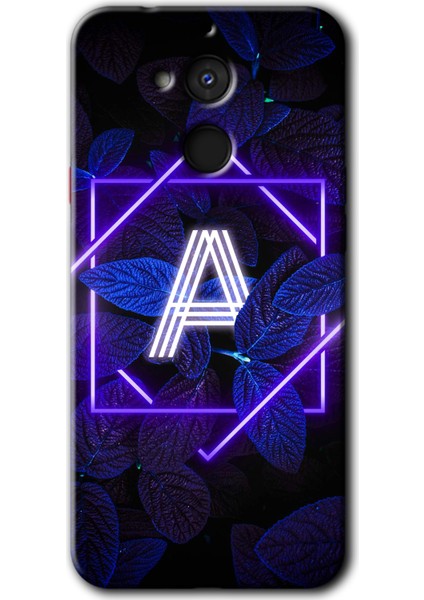 General Mobile Gm 8 Kılıf Hd Desen Baskılı Arka Kapak - Dark Neon Yaprak A Harfi