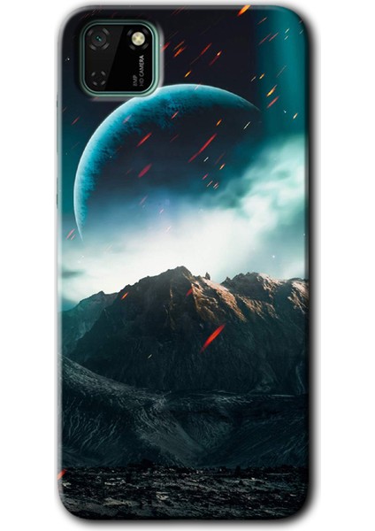 Huawei Y5P Kılıf Hd Desen Baskılı Arka Kapak + Kırılmaz Cam - Uzay Gökyüzü