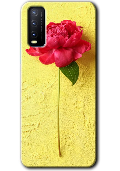 Vivo Y20S Kılıf Hd Desen Baskılı Arka Kapak + Kırılmaz Cam - Kırmızı Gül