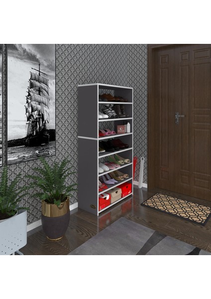 Kenzlife ayakkabılık goya gri 140*70*30 arkalıksız ayakkabı ofis dolabı iki bölme