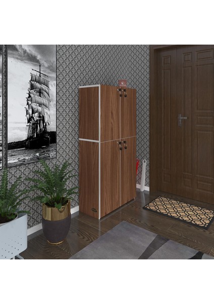 Ayakkabılık Ayakkabı Dolabı Kilitli Gutan Cvz 140*70*32 Kapaklı Ofis Dolabı Iki Bölme