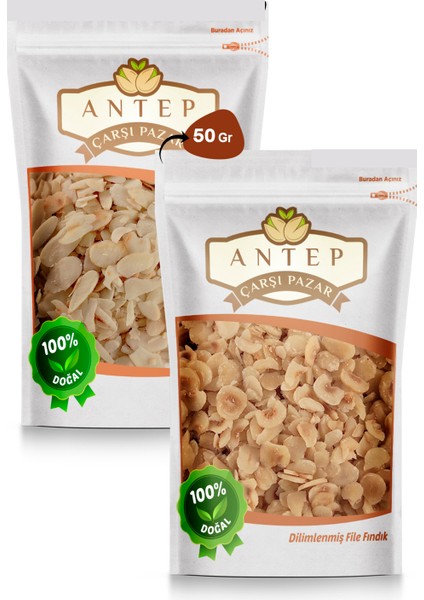 Antep Çarşı Pazar File Badem 50 gr File Fındık 50 gr