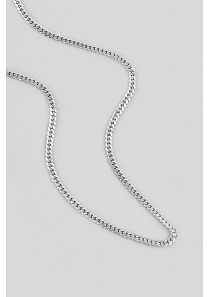 Modern Stil 60 cm Gümüş Erkek Kolye