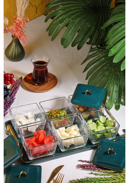 Candy 6'lı Porselen Kapaklı Cam Kahvaltı Seti 3026