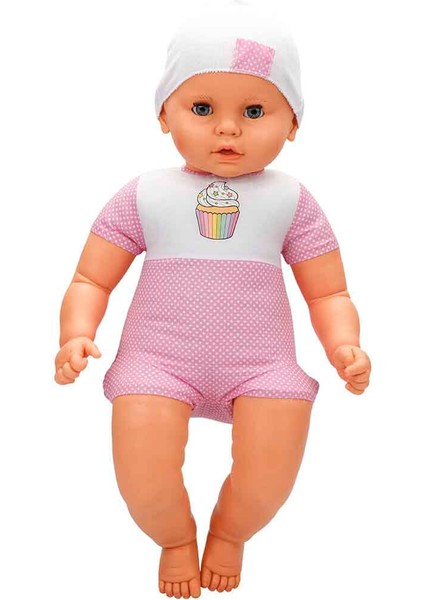 Dollz'n More Denis Bebek 60 Cm. 60012 - Pembe Puantiyeli-Beyaz Bere
